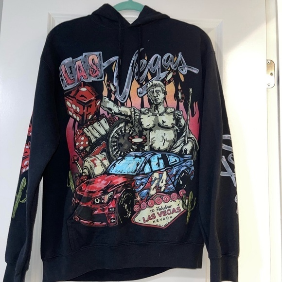 Las Vegas Black Hoodie w/Colorful Pics/Design - Picture 1 of 6